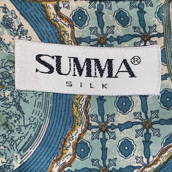 100% SILK SUMMA PURE SILK MENS BUTTON UP SHIRT IN AN ORNATE PATTERN LARGE - Picture 13 of 14